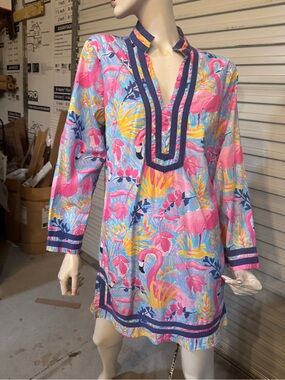 CARVALHO DRESS Flamingo Florida Tropical Coastal Cruise Fun Couture